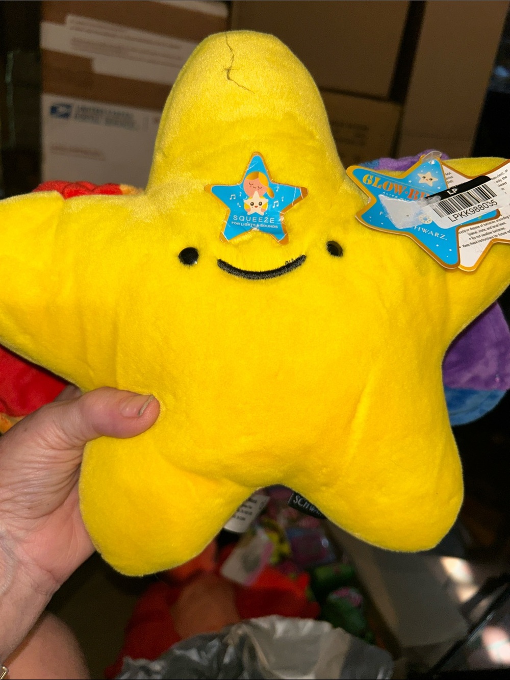 Yellow Glow-Star Plush Squeeze Toy - Kids Toy